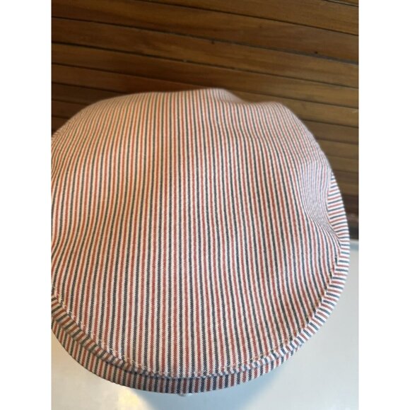 Stefeno Sport Italian Striped Textured Newsies Newsboy Hat Blue/Red SZ 57 M - Picture 3 of 11